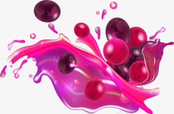 夏季果汁飞溅效果葡萄果汁飞溅装饰图案矢量图高清图片