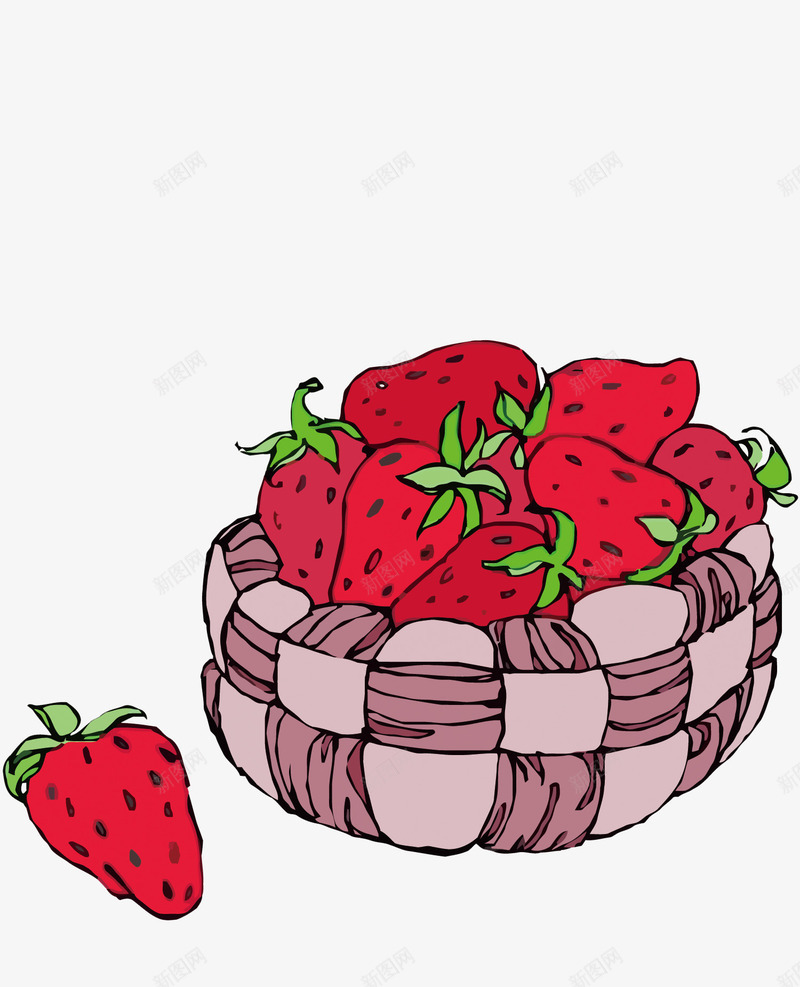 一筐草莓png免抠素材_新图网 https://ixintu.com 卡通 水果 红色 草莓