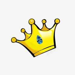 黄色卡通皇冠蓝色钻石素材