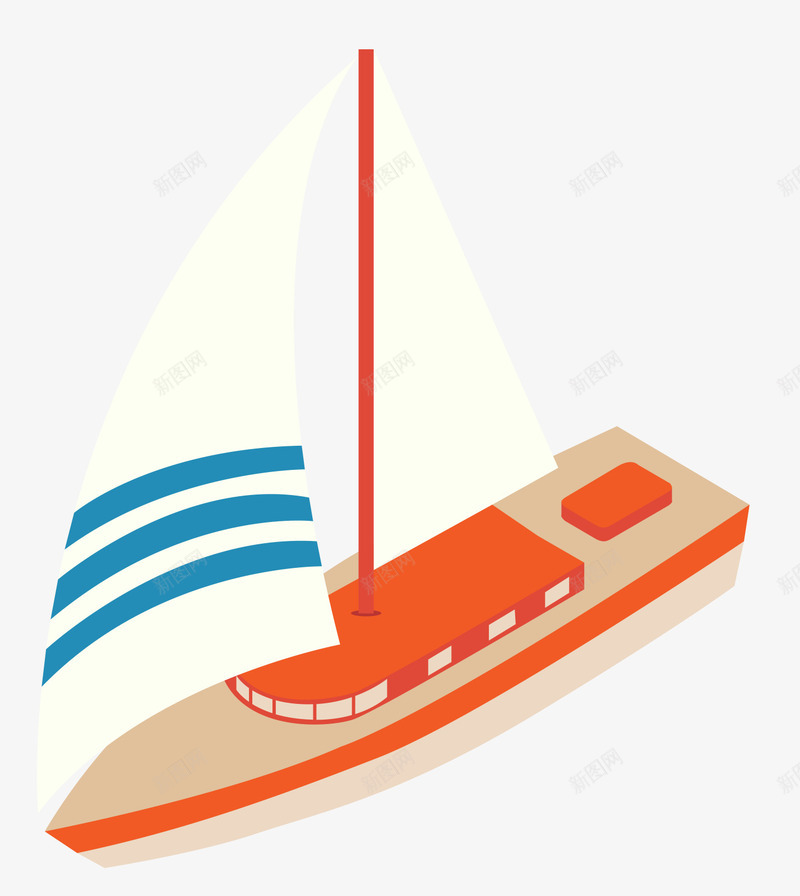 帆船png免抠素材_新图网 https://ixintu.com 卡通船 帆船 矢量船只 船 船俯视 船只 货船 轮船