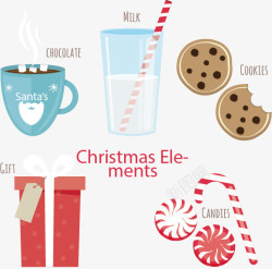 巧克力牛奶盒子手绘食物和圣诞礼物高清图片