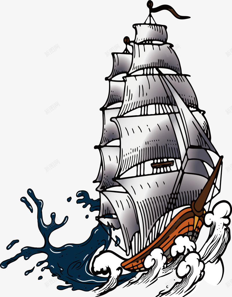 装饰帆船矢量图ai免抠素材_新图网 https://ixintu.com 帆船 装饰 矢量图