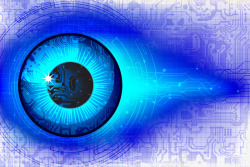 高科技芯片蓝色科技眼睛高清图片