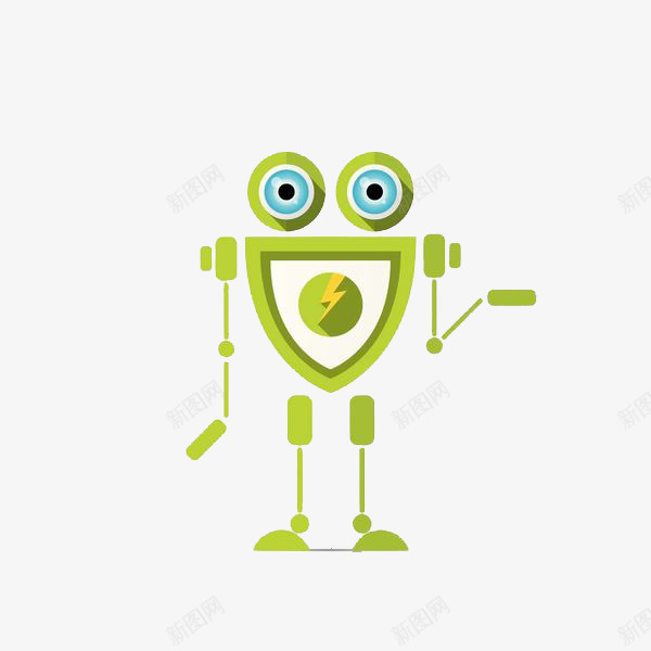 手绘创意绿色盾牌机器人png免抠素材_新图网 https://ixintu.com 创意 卡通手绘 商务 大眼睛 机器人 水彩 盾牌 绿色