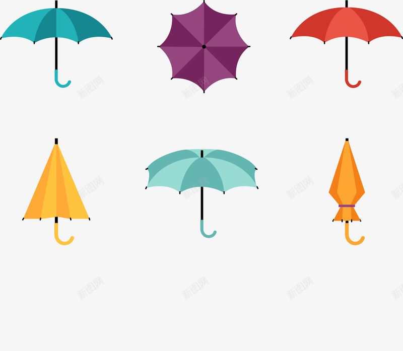 几把雨伞矢量图ai免抠素材_新图网 https://ixintu.com 下雪了 开伞 撑伞 橙色雨伞 雨伞 矢量图