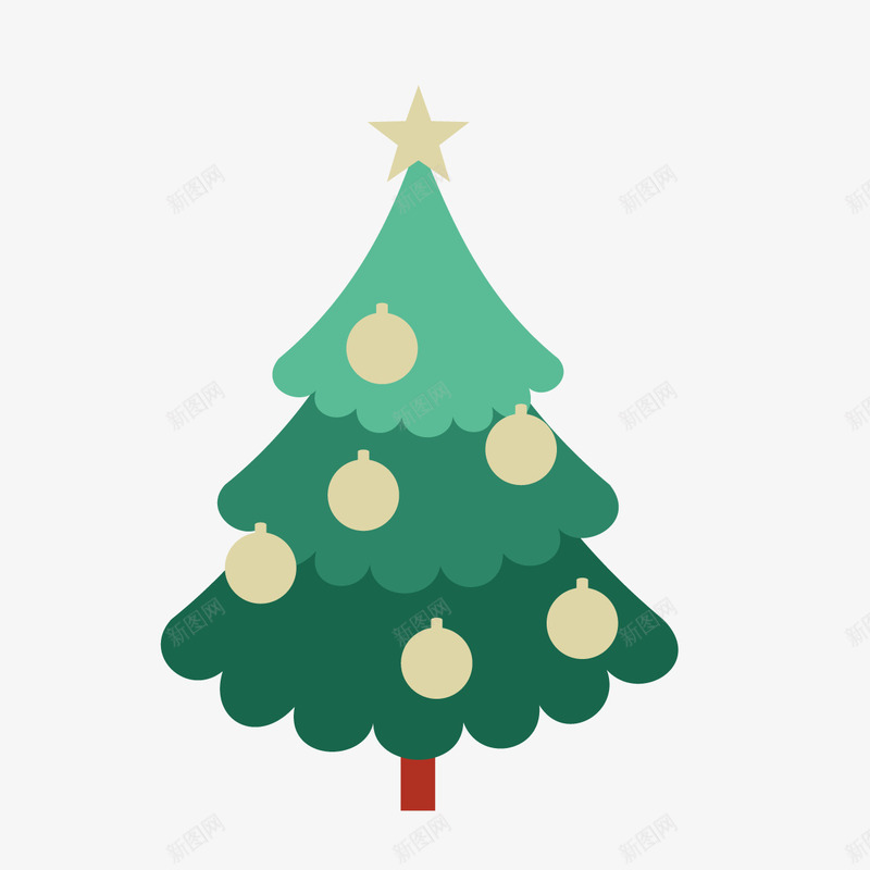 圣诞树图标矢量图ai_新图网 https://ixintu.com 五星 喜庆 图标 圣诞树 活动 点缀 绿色 节日 矢量图