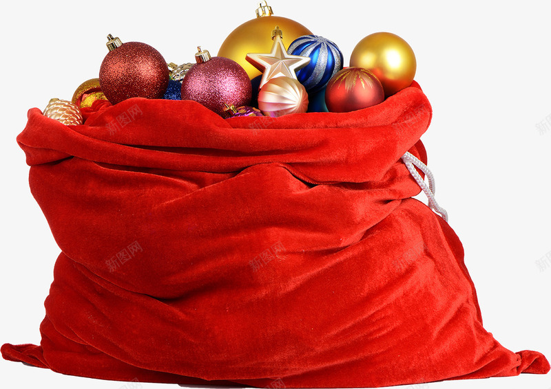 红色圣诞节礼品袋png免抠素材_新图网 https://ixintu.com 圣诞节 星星 球状物 礼品袋 过节