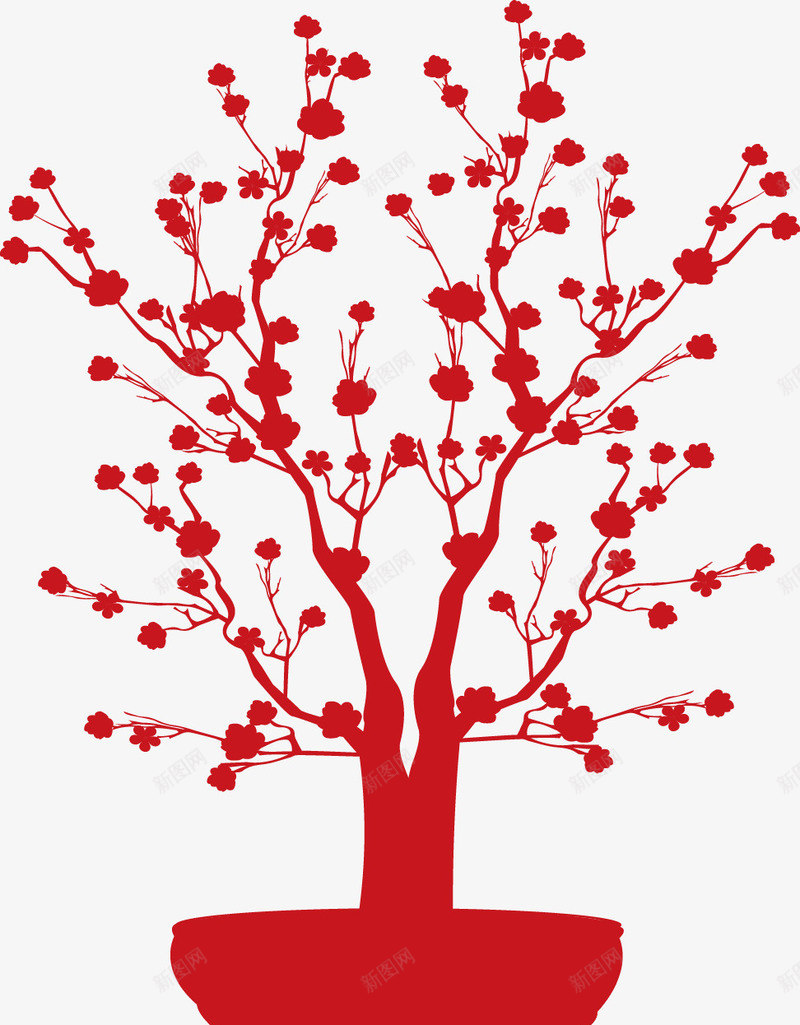红色果树png免抠素材_新图网 https://ixintu.com 新年 果树 盆栽 红色 花盆