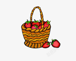卡通篮子草莓素材