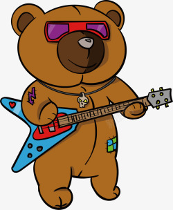 卡通电吉他小熊高清图片