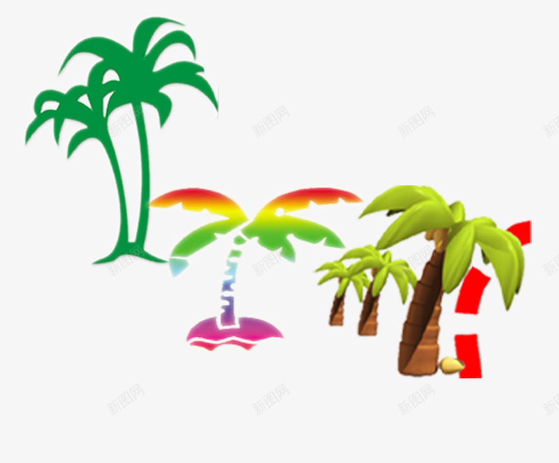 热带植物椰子树的不同形态png免抠素材_新图网 https://ixintu.com 果汁 植物 椰子树 椰子汁 热带