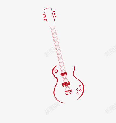 红色线条吉他png免抠素材_新图网 https://ixintu.com 乐器 形状 音乐