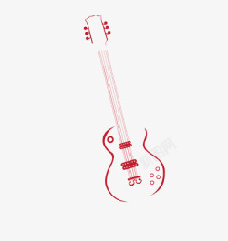 红色线条吉他素材
