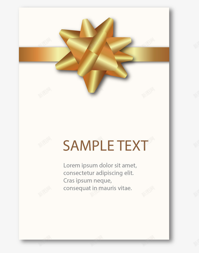 金色丝带花装饰卡片矢量图ai免抠素材_新图网 https://ixintu.com 丝带 卡片 花 装饰 金色 矢量图