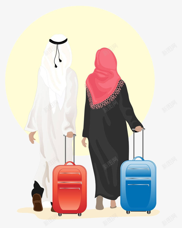 外国友人png免抠素材_新图网 https://ixintu.com 休闲旅游 卡通手绘 外国人 拖着行李的人 装饰 长袍