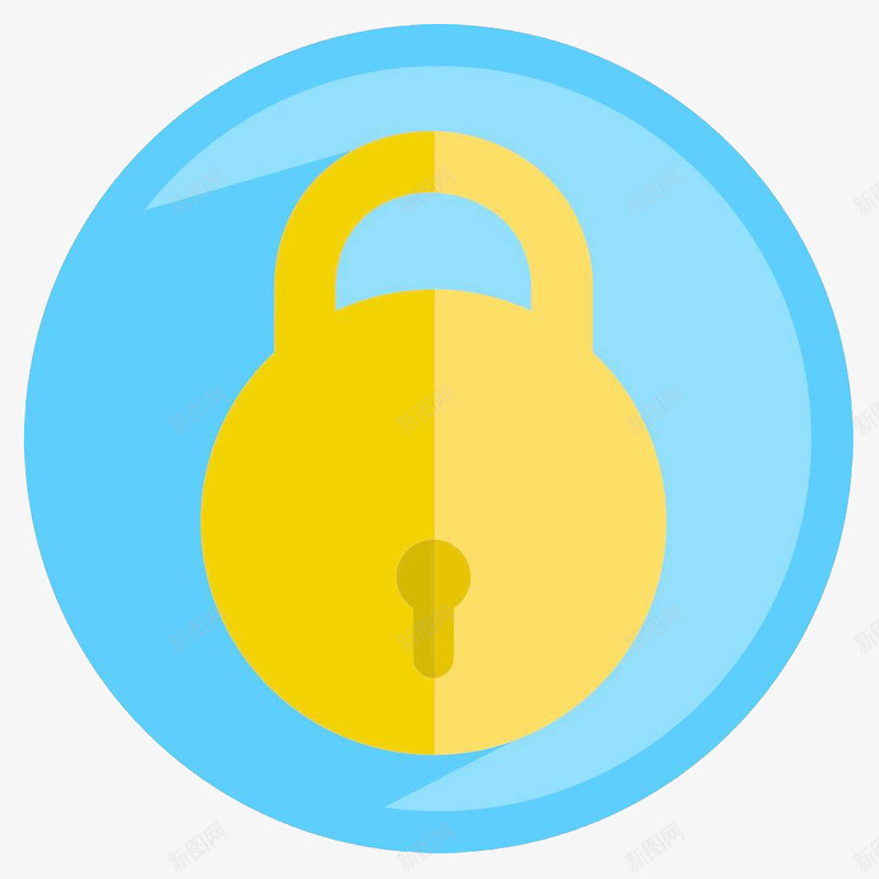 蓝色锁盾png免抠素材_新图网 https://ixintu.com 盾牌 蓝色 连锁 锁 黄色