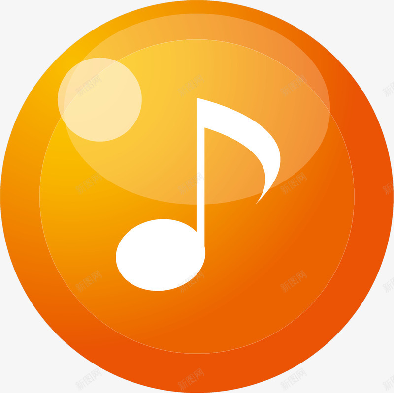 音乐播放功能图标png_新图网 https://ixintu.com 声音 播放功能 播放器 橘色圆形按键 音乐 音符