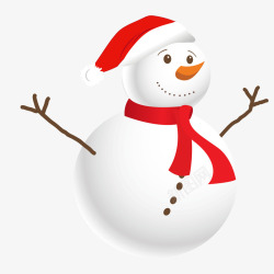 圣诞节萌萌雪人带圣诞帽矢量图素材