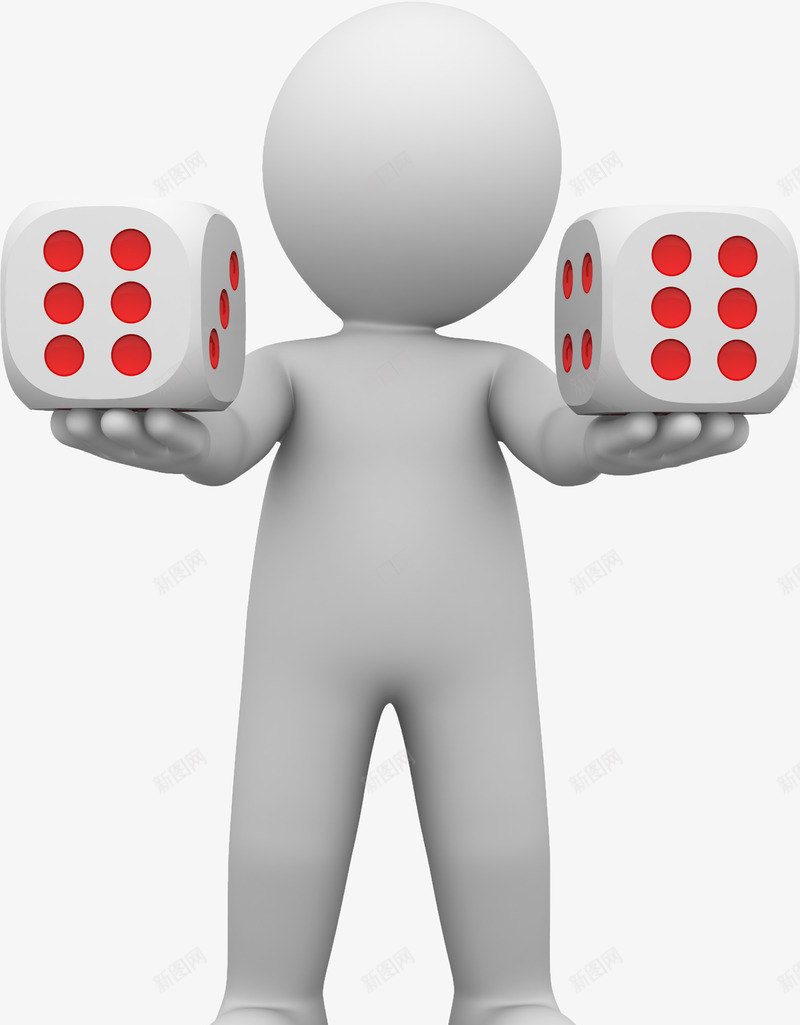 拿着骰子的3d小人png免抠素材_新图网 https://ixintu.com 3d小人 商务 立体 骰子