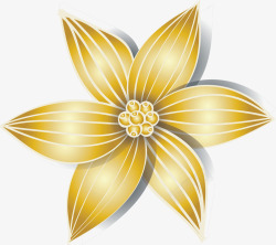 水晶质感六瓣花图标精致质感金色的菊花矢量图图标高清图片