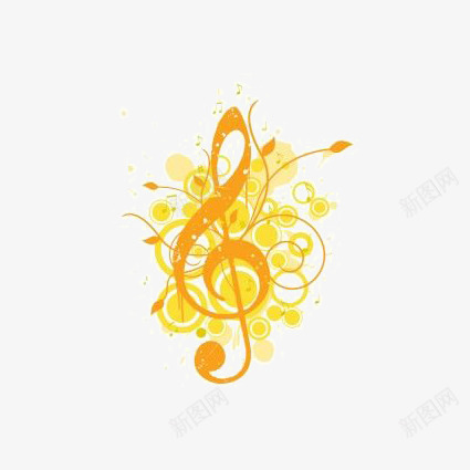 橙色音符png免抠素材_新图网 https://ixintu.com 创意音符 音乐 音符印花 音符插画