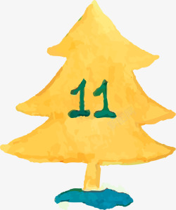 创意圣诞树数字11素材