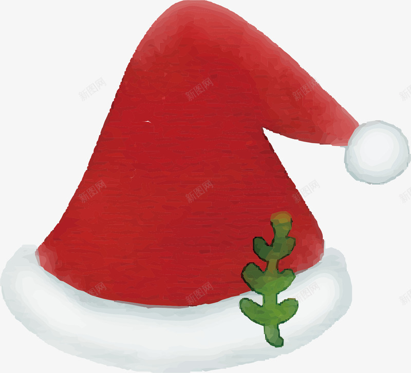 红色帽子装饰矢量图ai免抠素材_新图网 https://ixintu.com 创意 卡通手绘水彩 叶子 圣诞帽 帽子 红色 绿叶 矢量图