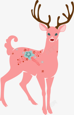 小清新梅花鹿粉色美丽麋鹿高清图片