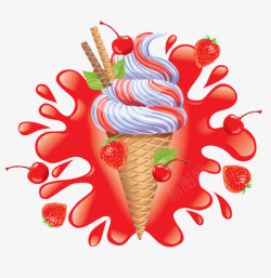 卡通版的草莓味的冰淇淋素材