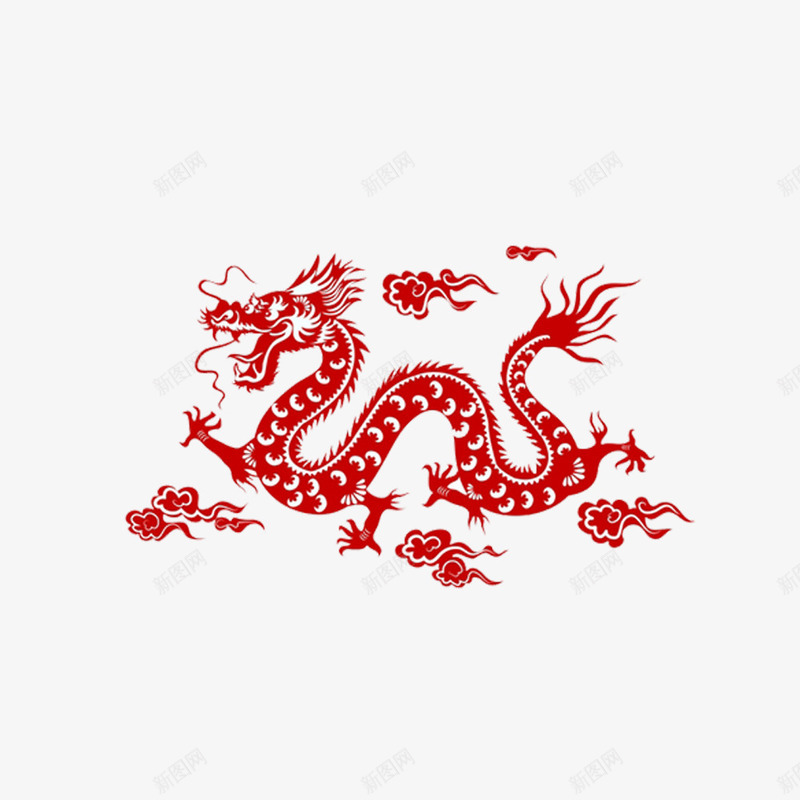 中国传统花纹案png免抠素材_新图网 https://ixintu.com 中国风 传统 剪纸 图案 红色 装饰 龙