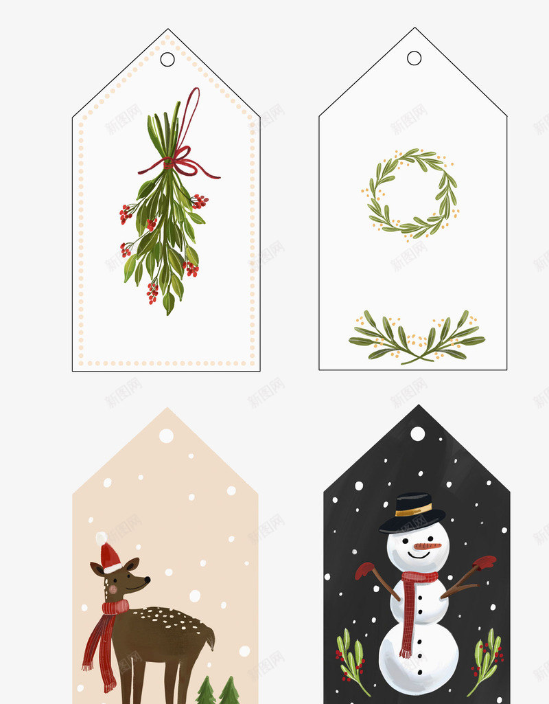 标签圣诞节卡片png免抠素材_新图网 https://ixintu.com 书签 冬青树 名牌 圣诞卡片 圣诞花环 标签 锯齿状叶子