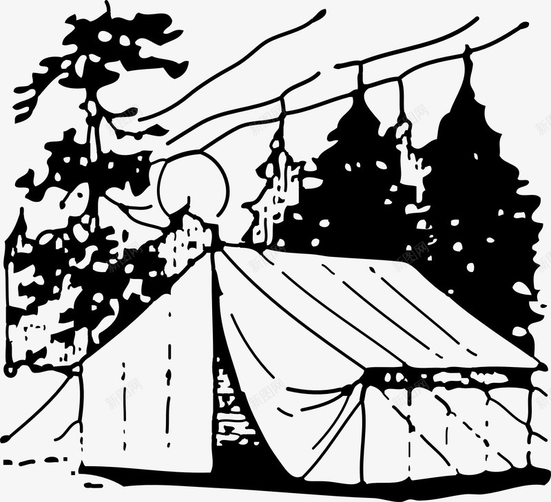 野外露营的帐篷png免抠素材_新图网 https://ixintu.com 伍兹 休闲 假期 帐篷 白 营地 露营 黑