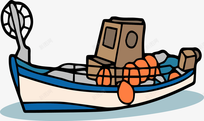 卡通渔船png免抠素材_新图网 https://ixintu.com 卡通 卡通船 帆船 木船 水上工具 渔船 渔船插图 渔船矢量 船 轮船