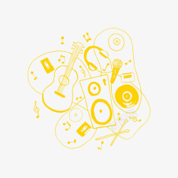 黄色创意音乐旋律素材