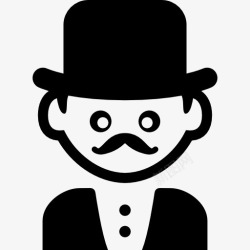 高高的帽子男人的优雅风格的胡子和高帽子图标高清图片