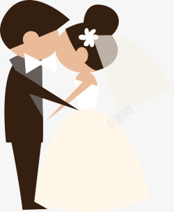 亲嘴的新郎新娘亲嘴的新郎新娘人物插画高清图片