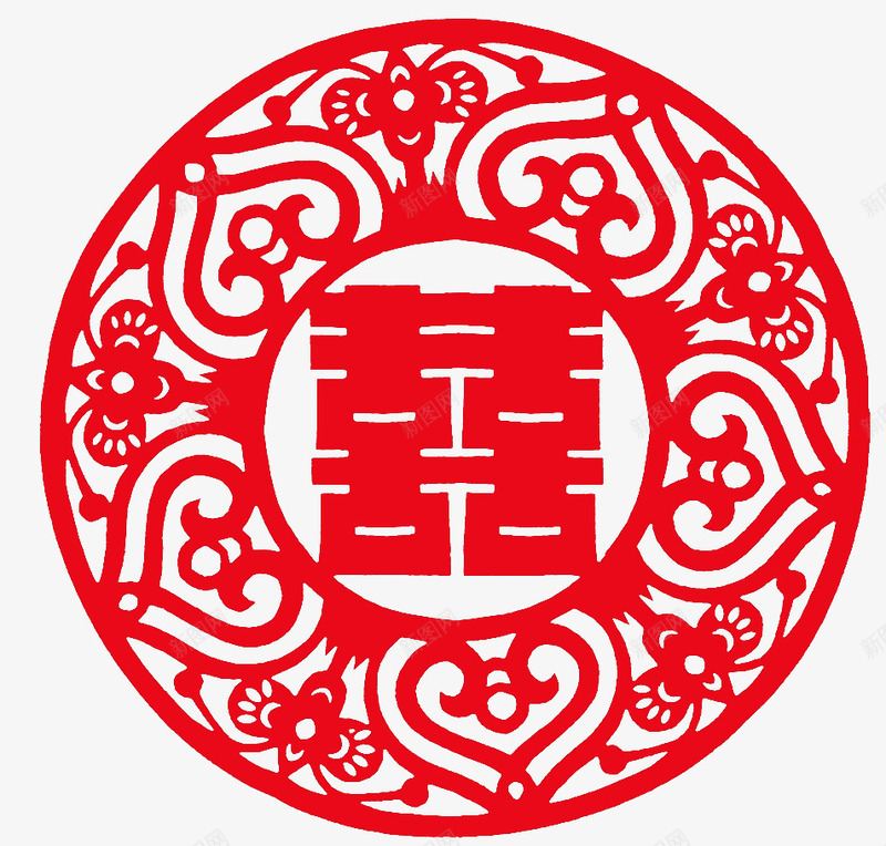 青花瓷双喜字png免抠素材_新图网 https://ixintu.com 双喜字 吉祥 喜庆 圆形喜字 福气