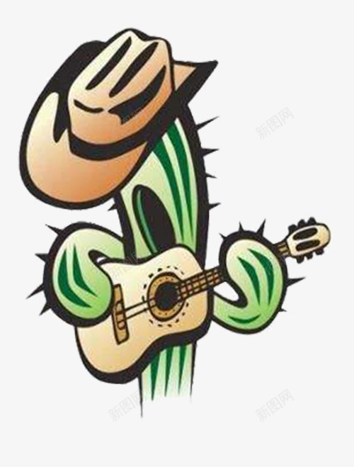 弹吉他的仙人掌png免抠素材_新图网 https://ixintu.com 仙人掌 卡通手绘 弹吉他的人 拟人植物