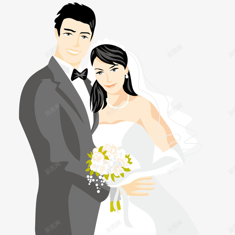 一对新人png免抠素材_新图网 https://ixintu.com 婚纱 新娘 新郎 礼服 结婚