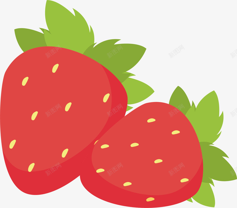 粉色草莓png免抠素材_新图网 https://ixintu.com 手绘 斑点 水果 粉色草莓 绿叶 草莓籽