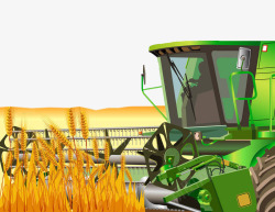 机械化农业收割机收麦子场景高清图片