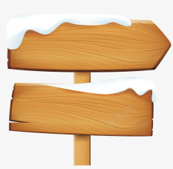一根木头可爱铺着雪的木头标板矢量图高清图片