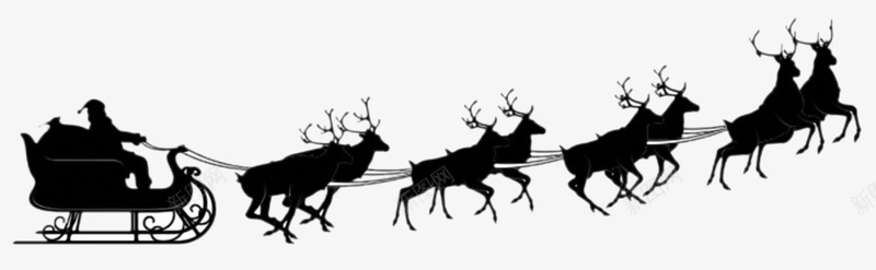 麋鹿拉雪橇图标png_新图网 https://ixintu.com 圣诞老人 圣诞节 奔跑 手绘 雪橇 麋鹿 黑色的