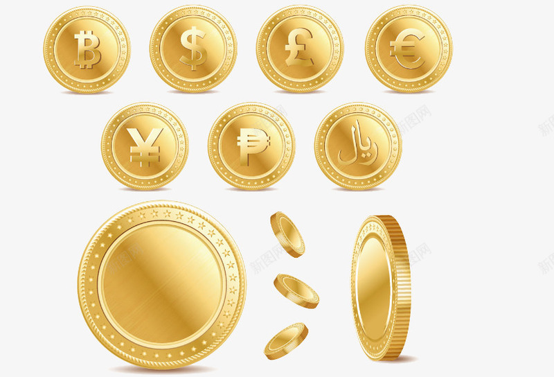 黄色金币图标png_新图网 https://ixintu.com 奖牌 标识 金钱
