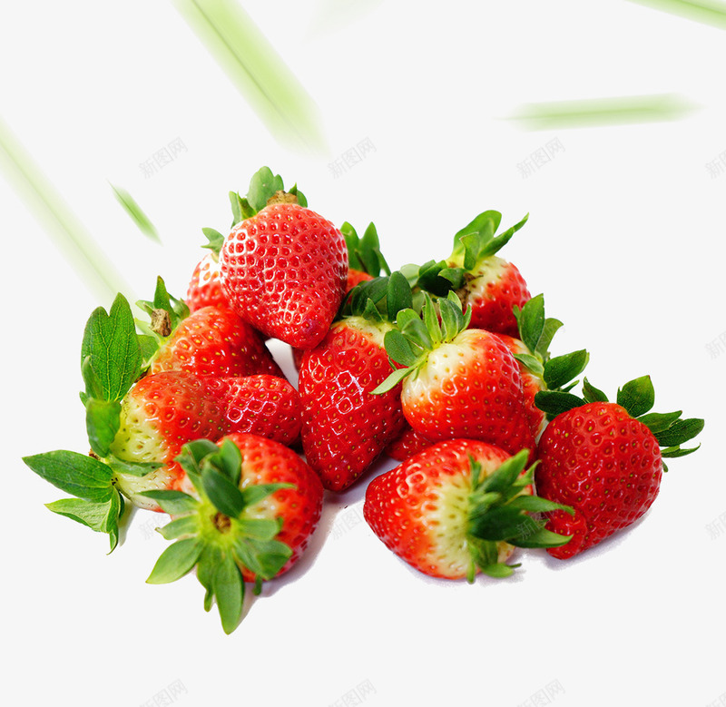 红色新鲜草莓绿叶装饰png免抠素材_新图网 https://ixintu.com 免抠水果 免抠草莓 新鲜 红色 绿叶装饰 草莓