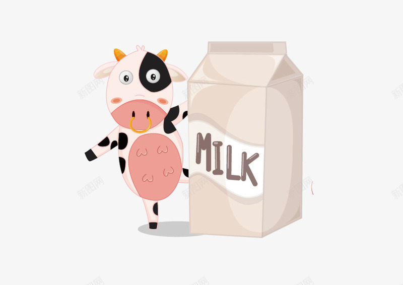 卡通奶牛矢量图ai免抠素材_新图网 https://ixintu.com 卡通 奶盒 牛奶 矢量图