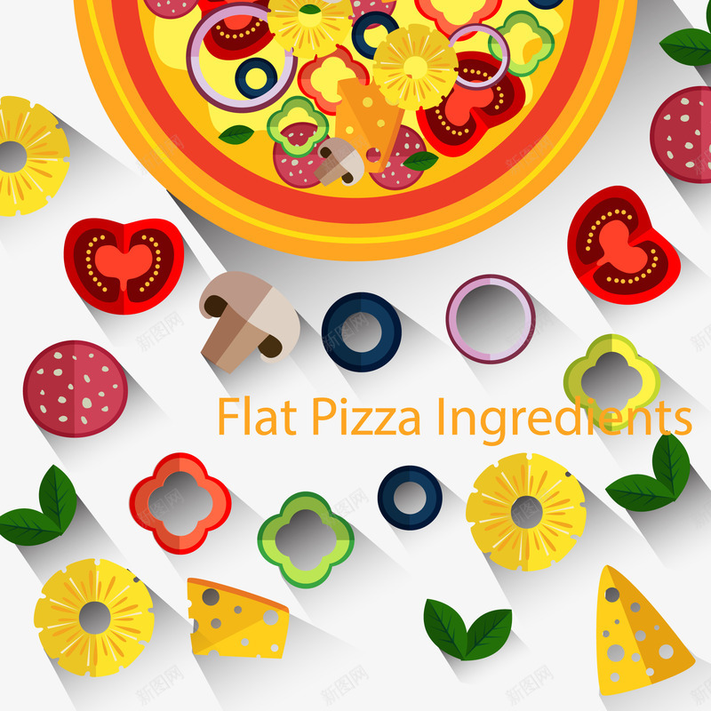 美味披萨和原料png免抠素材_新图网 https://ixintu.com 制作 原料 披萨 美味 西红柿 辣椒 食材 食物