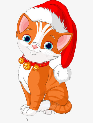 卡通可爱戴帽子的猫咪png免抠素材_新图网 https://ixintu.com 圣诞 宠物 红色 铃铛