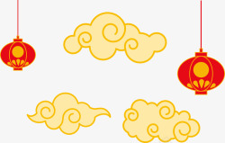 灯笼祥云装饰背景素材
