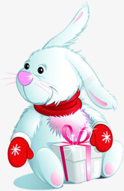 手绘可爱圣诞兔子素材